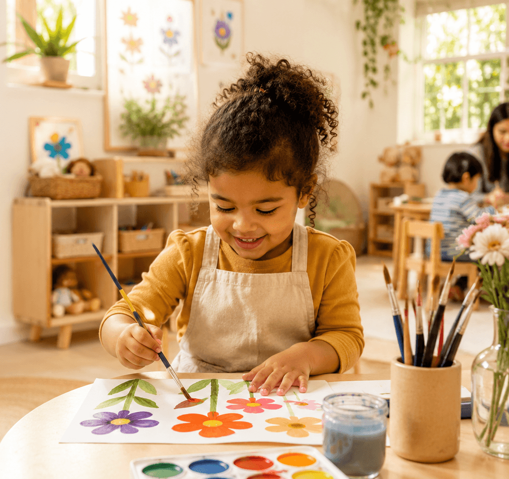 A student concentrating on their work at Hounslow Prime Childcare